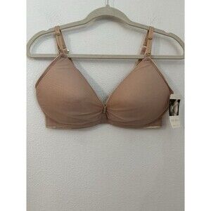 Bella Materna padded Mesh & Plunge  Bralet Maternity Bra NUDE No Wire M
